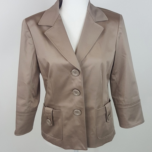 Lafayette 148 New York Jackets & Blazers - Lafayette 148 Cotton Sateen Blazer Jacket 6 Tan